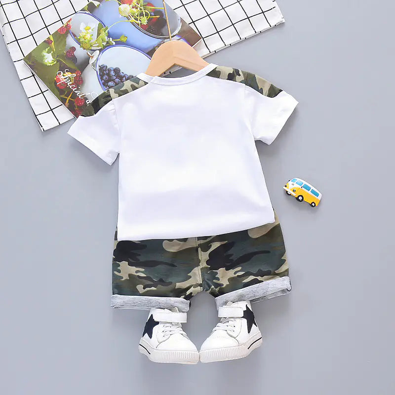 2020 Boys' Summer Camouflage T-Shirt and Shorts Set