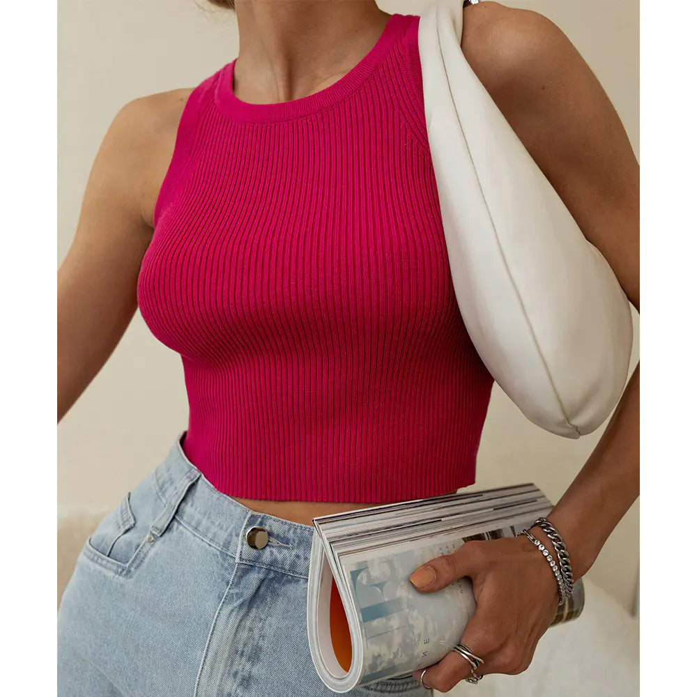 Women’s Knitted Vest - Summer 2023 Solid Color Top