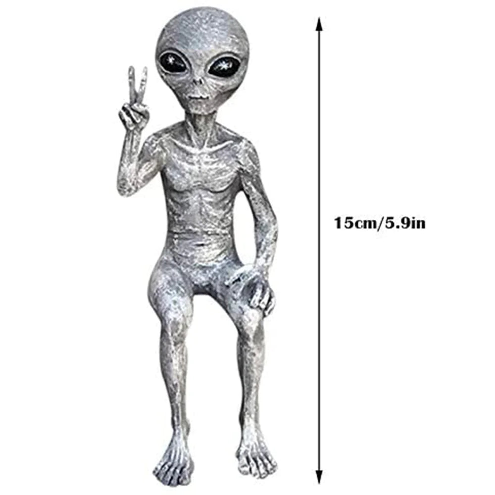 Alien Statue Garden Figurine Set for Indoor/Outdoor Decor