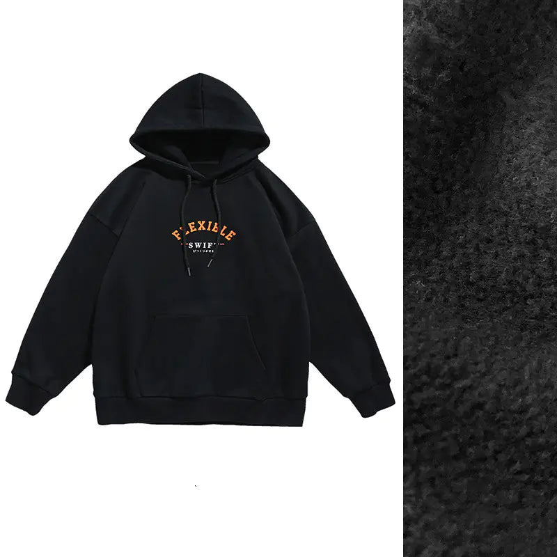Korean Style Men's Hoodie - Loose Fleece Sweatshirt