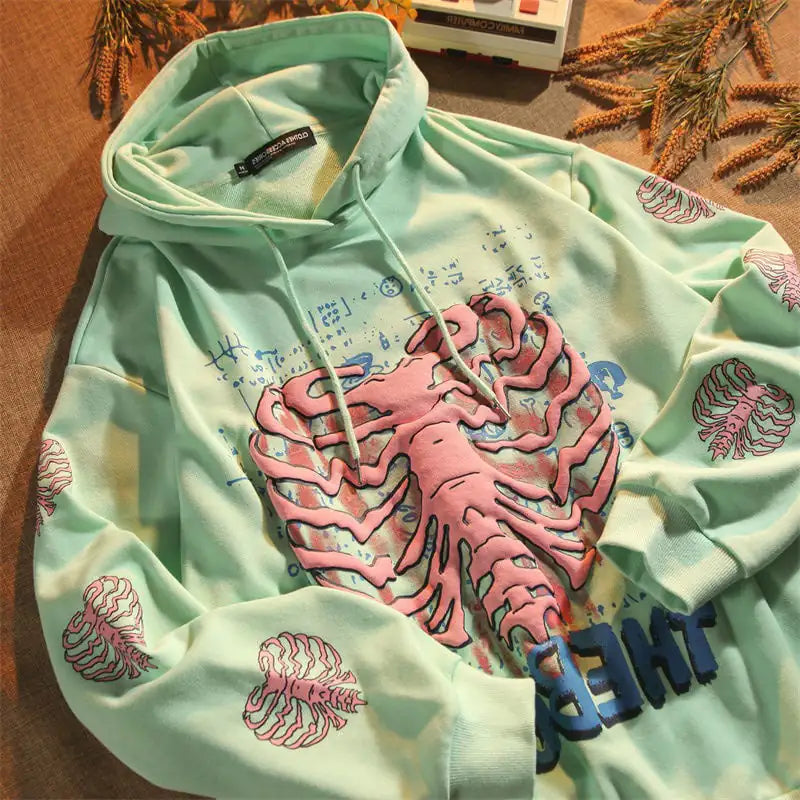Casual Fashion Hoodie Coat with Unique Print Design