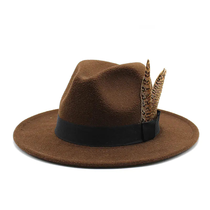 British Style Wool Jazz Hat with Versatile Flat Border