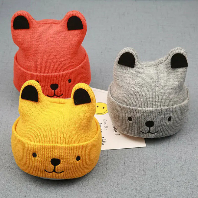 Knitted Bear Ear Beanie Hat for Kids