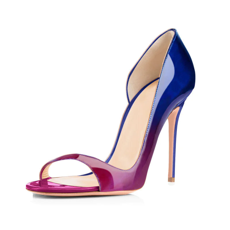 Pure Color Gradient Patent Leather Stiletto Shoes
