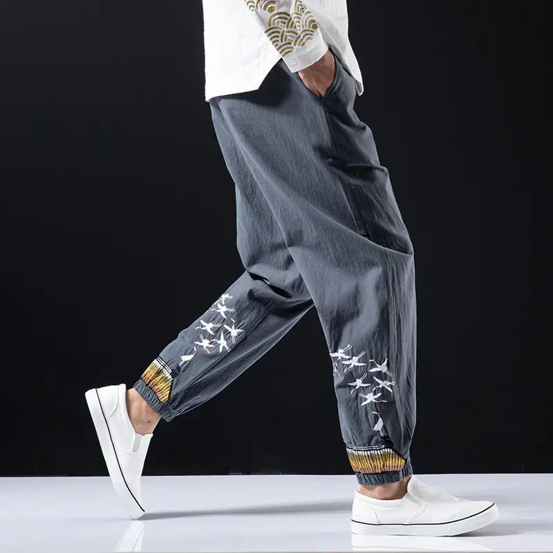Chinese Style Men's Plus Size Casual Retro Trousers