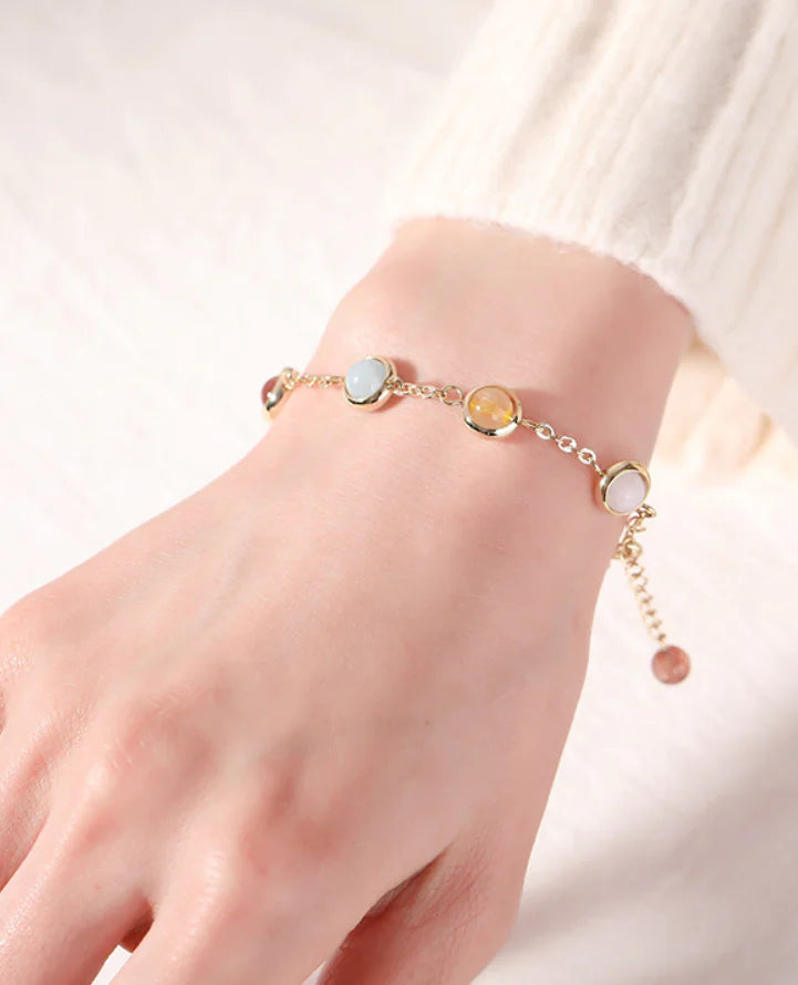Crystal Bracelet with Colorful Rainbow Beads