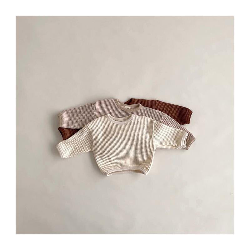 Simple Waffle Loose Pullover T-shirt