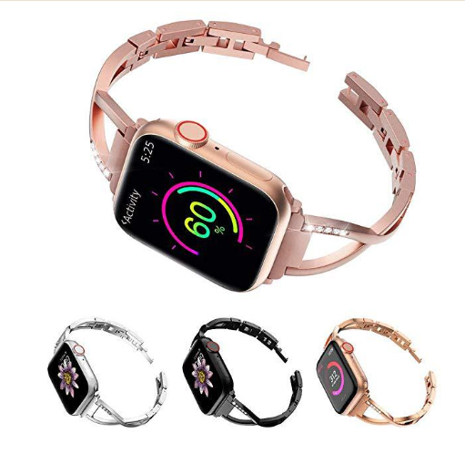 Apple Watch Band X-Type Stainless Steel with Diamonds