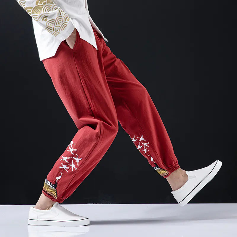 Chinese Style Men's Plus Size Casual Retro Trousers