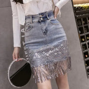 Plus Size High Waist Sequined Short Skirt