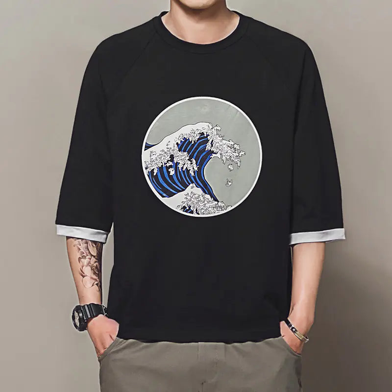 Printed Short Sleeve T-Shirt with Drop Shoulders