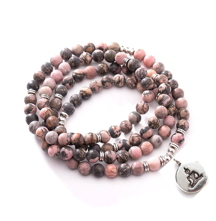 Natural 108 Black Line Red Pattern Bracelet