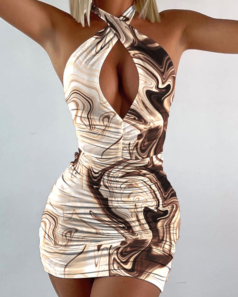 Printed Halter neck Bodycon Dress
