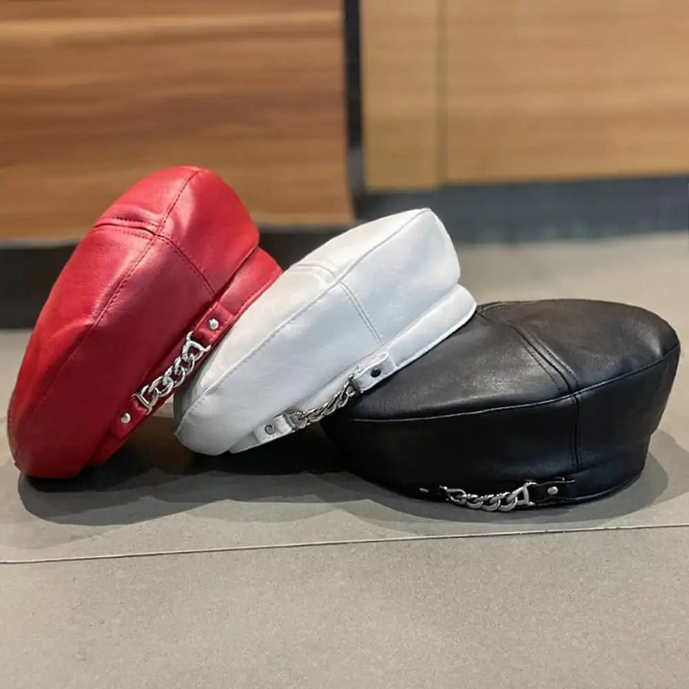 Chain Rivet Beret Chic