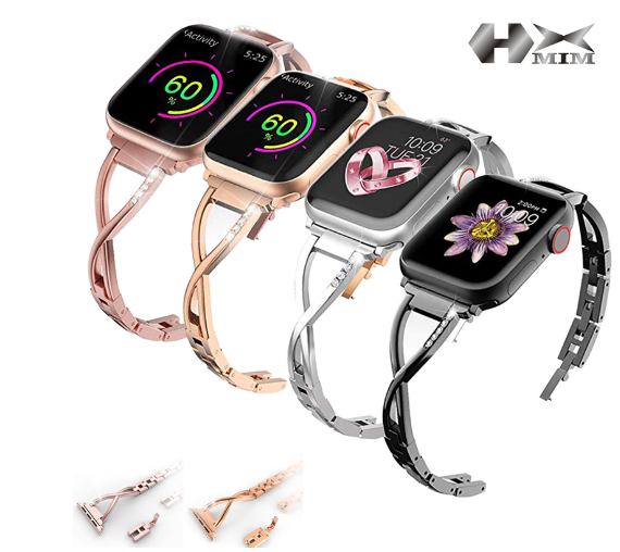 Apple Watch Band X-Type Stainless Steel with Diamonds