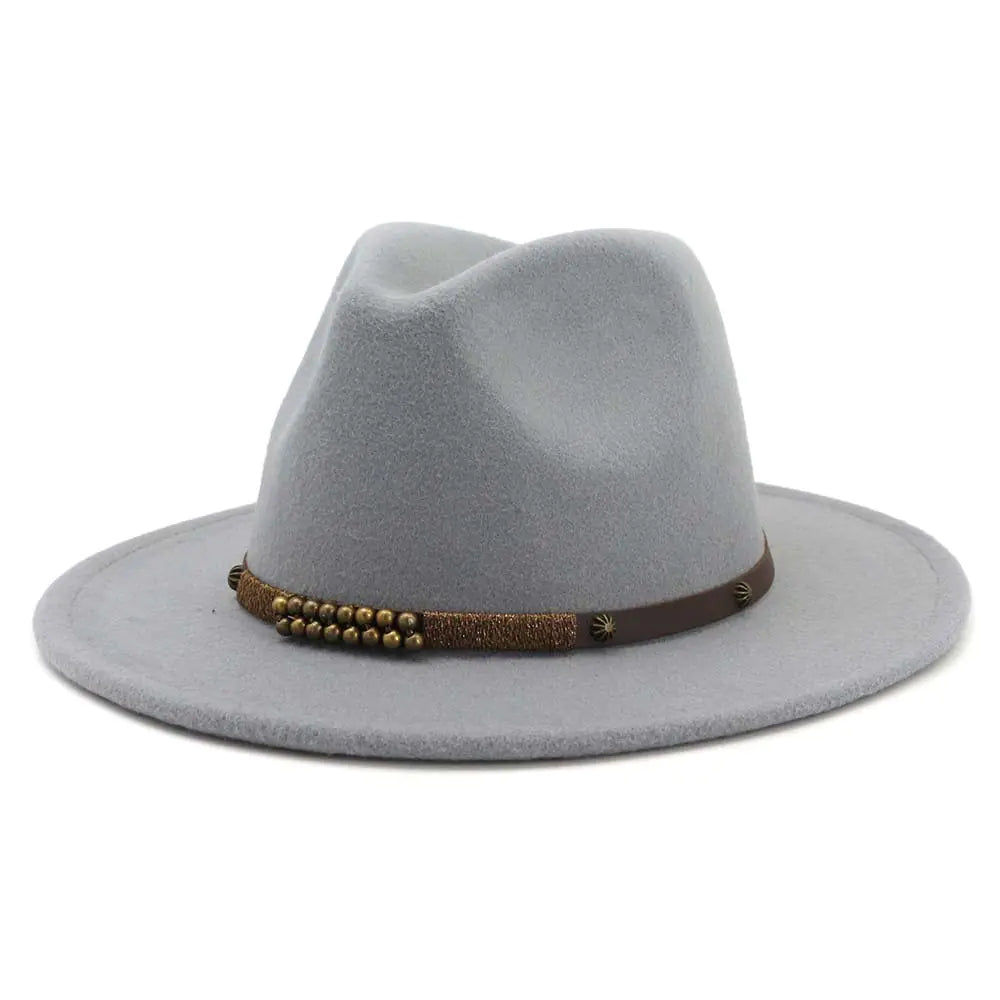 Women's Classic Wool Felt Jazz Hat with Wide Brim
