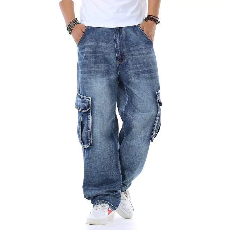 Large Multi-pocket Wide Leg Fashion Jeans