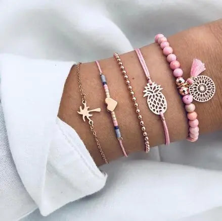 Beaded Bracelet and Anklet Set