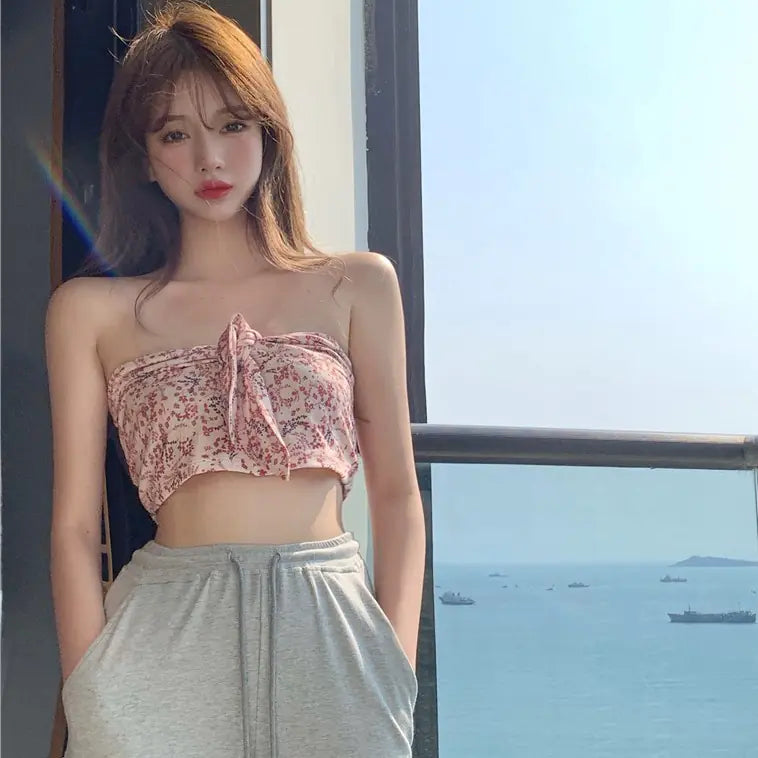 Summer Floral Strapless Top for Women