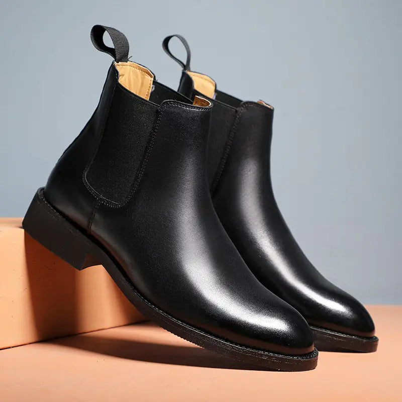 Elegant PU Leather Boots for Men - Winter Style