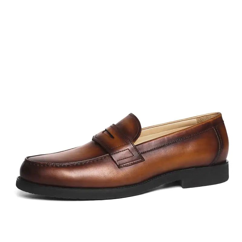 British Gentleman Round Toe Casual Cowhide Shoes