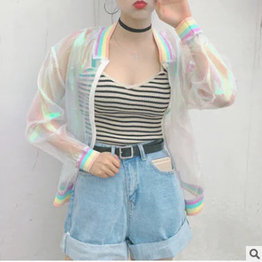 2018 Summer Rainbow Sheer Sun Protection Jacket