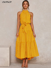 Women's V-neck Halter Dress