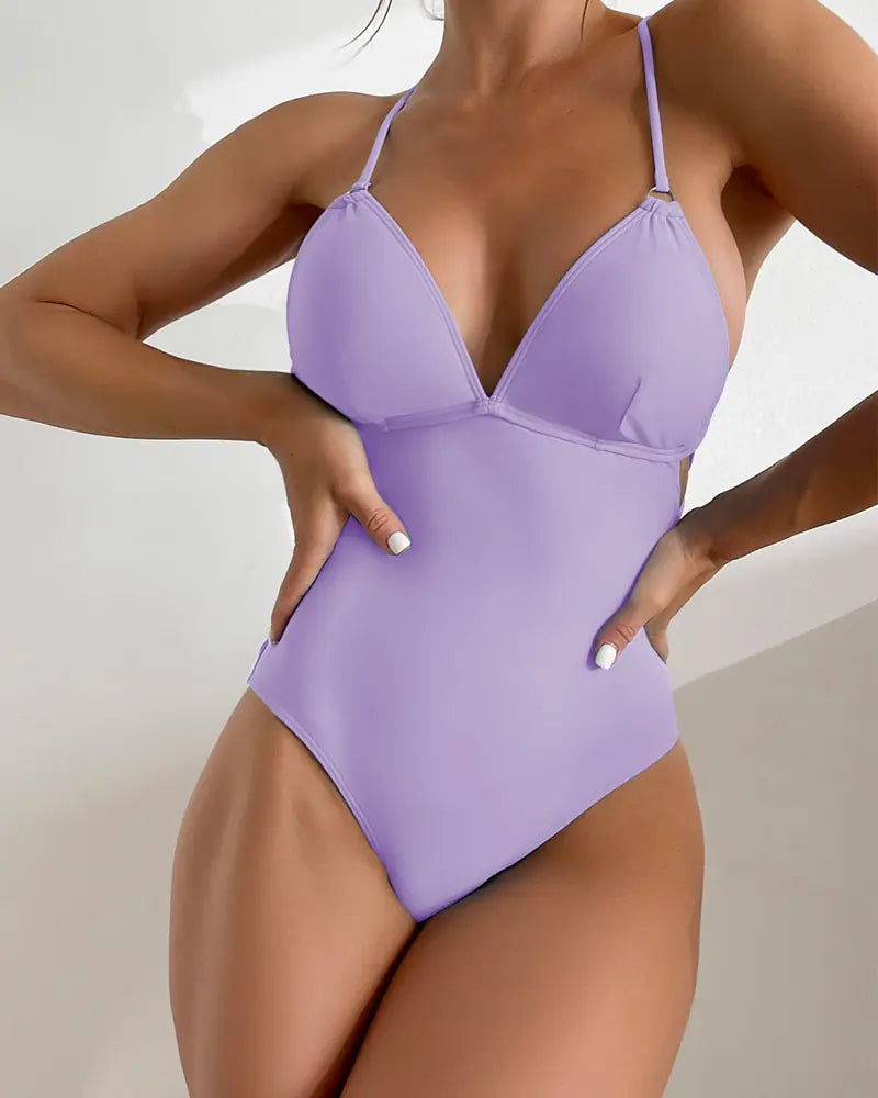 V-Neck Slimming One-Piece Swimsuit