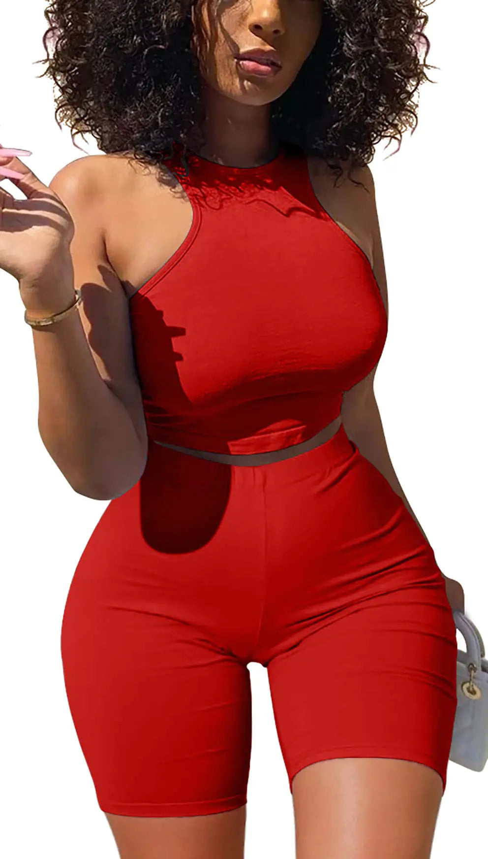 High Waist Bodycon Shorts Set