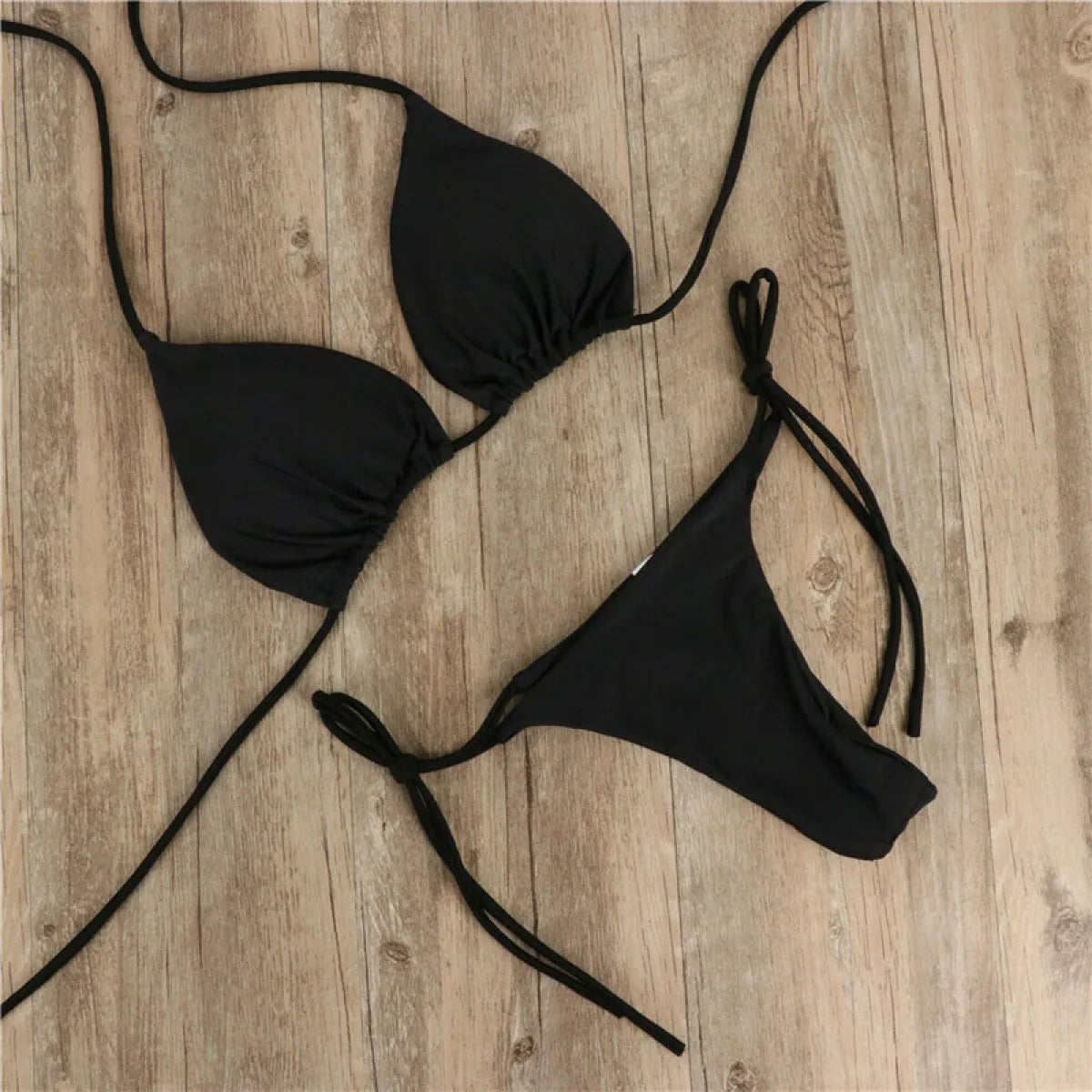 Halter Tie Milk Silk Bikini Set