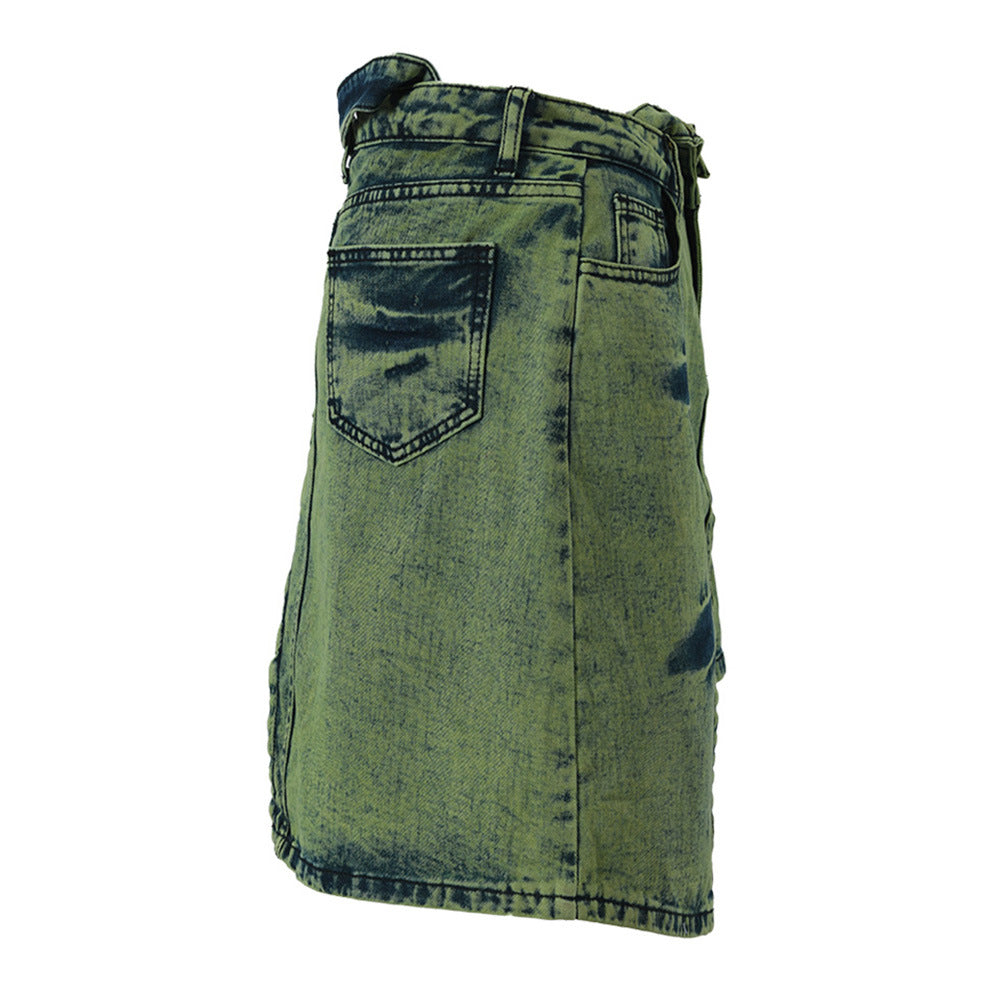 Women's Fashion Stitching Irregular Denim Skirt