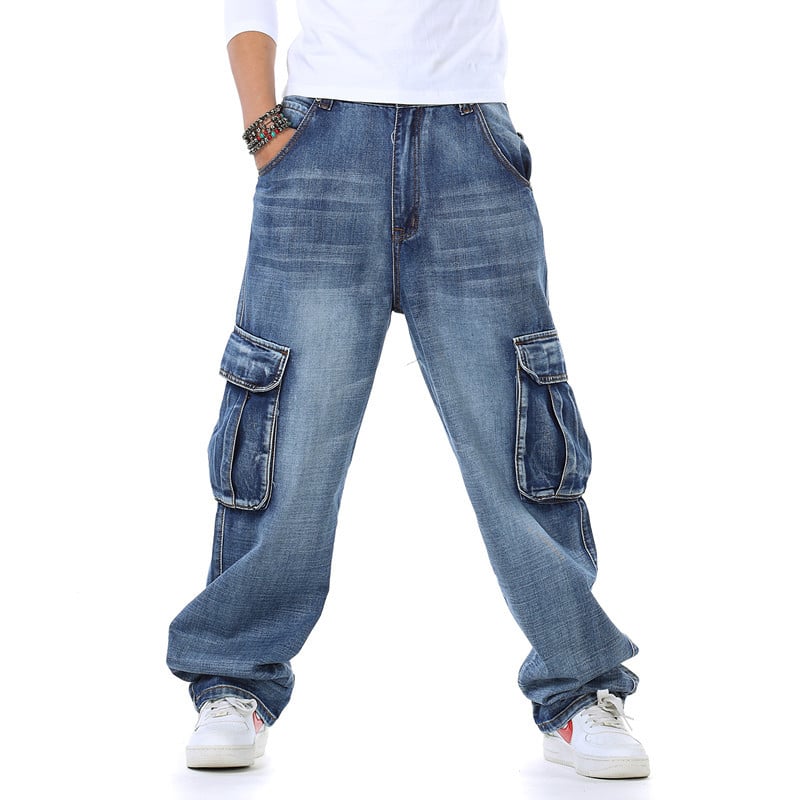 Large Fashion Multi-Pocket Wide Denim Sophistication