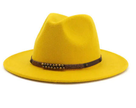 Women's Classic Wool Felt Jazz Hat with Wide Brim