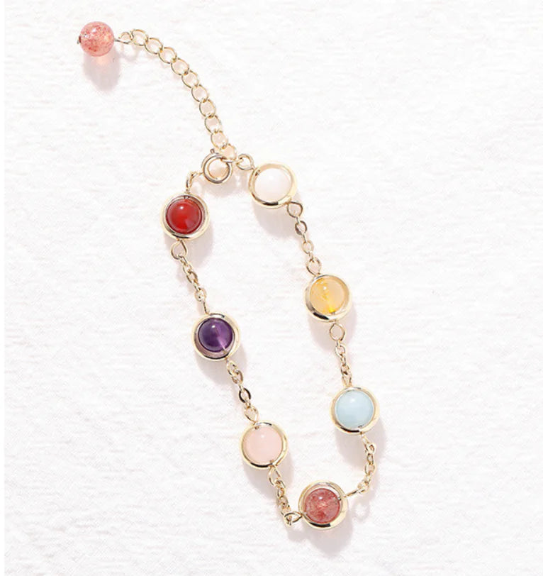Crystal Bracelet with Colorful Rainbow Beads