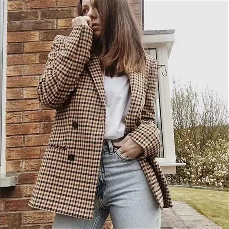 Plaid Blazer for Women - Versatile Work and Casual Wear