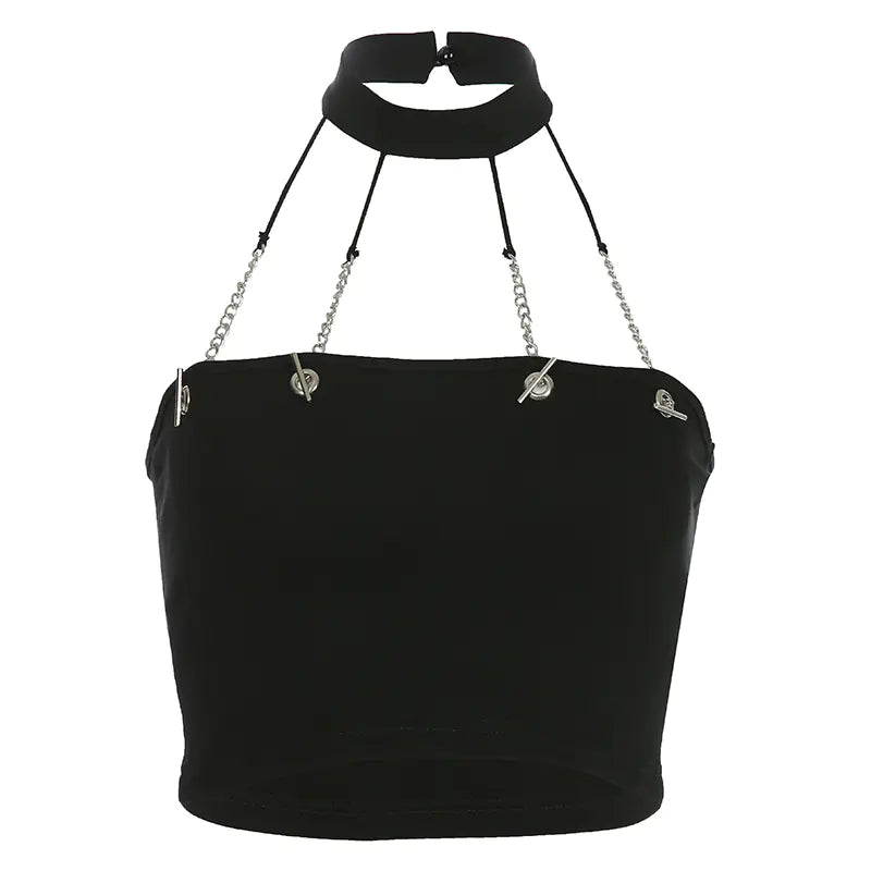 Creative Metallic Chain Crop Top for Women