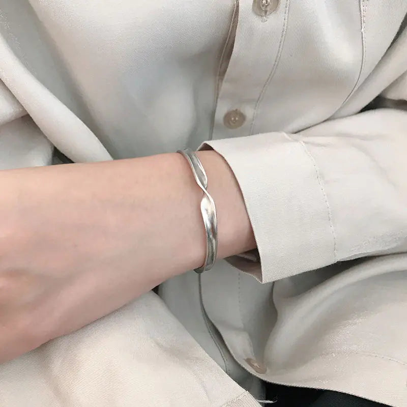 Twisted Texture Women's Silver Bracelet