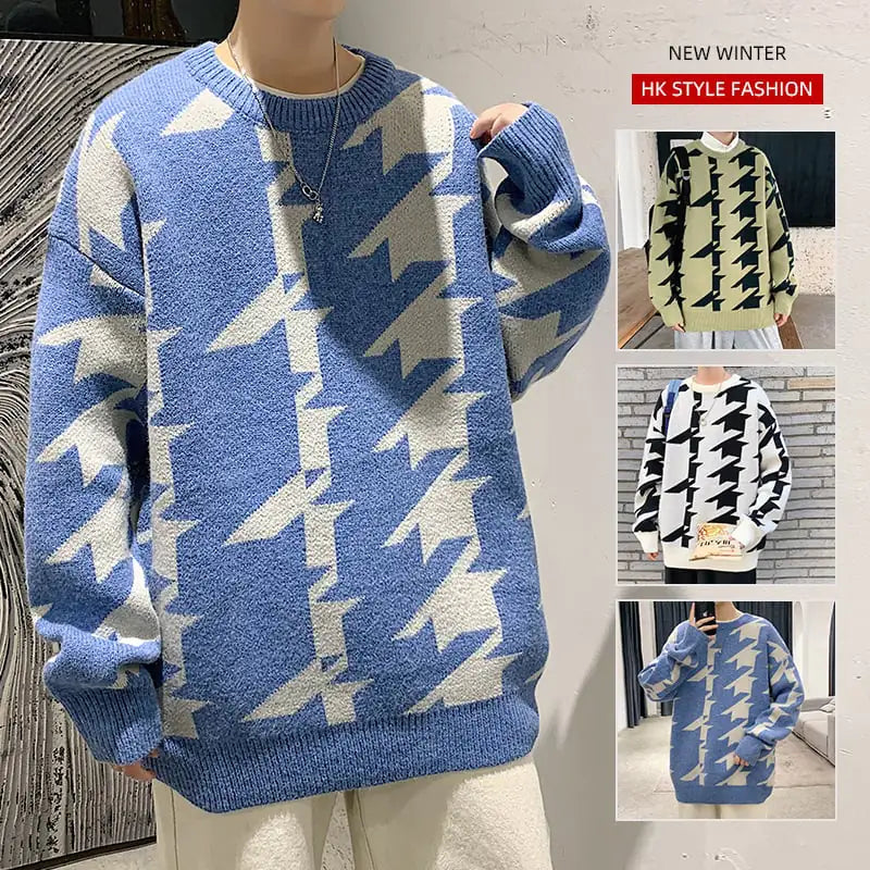 Casual Round Neck Pullover Sweater for Men