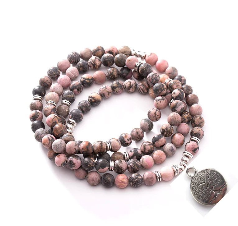 Natural 108 Black Line Red Pattern Bracelet