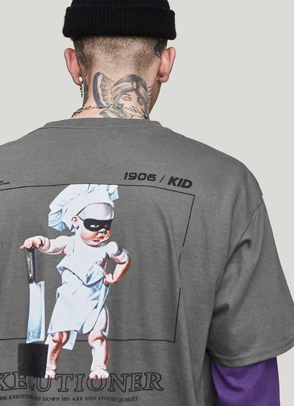 Cute Baby Executioner Print Short Sleeve T-Shirt