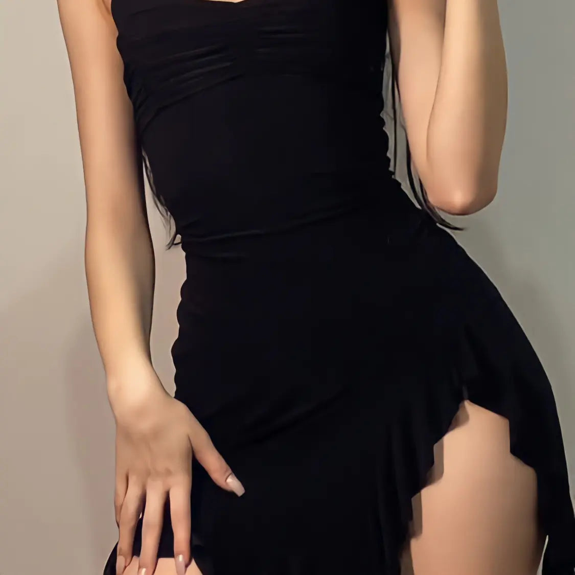 PB004 Women's New Style Cutout Slip Dress with Ruffles