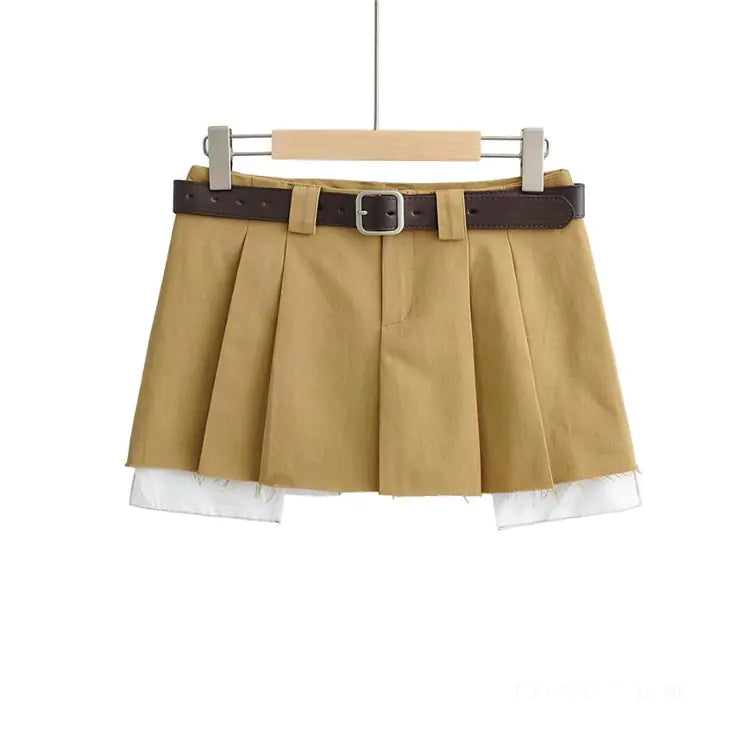 Low-Waisted Pleated Skirt Two-Piece Workwear Set