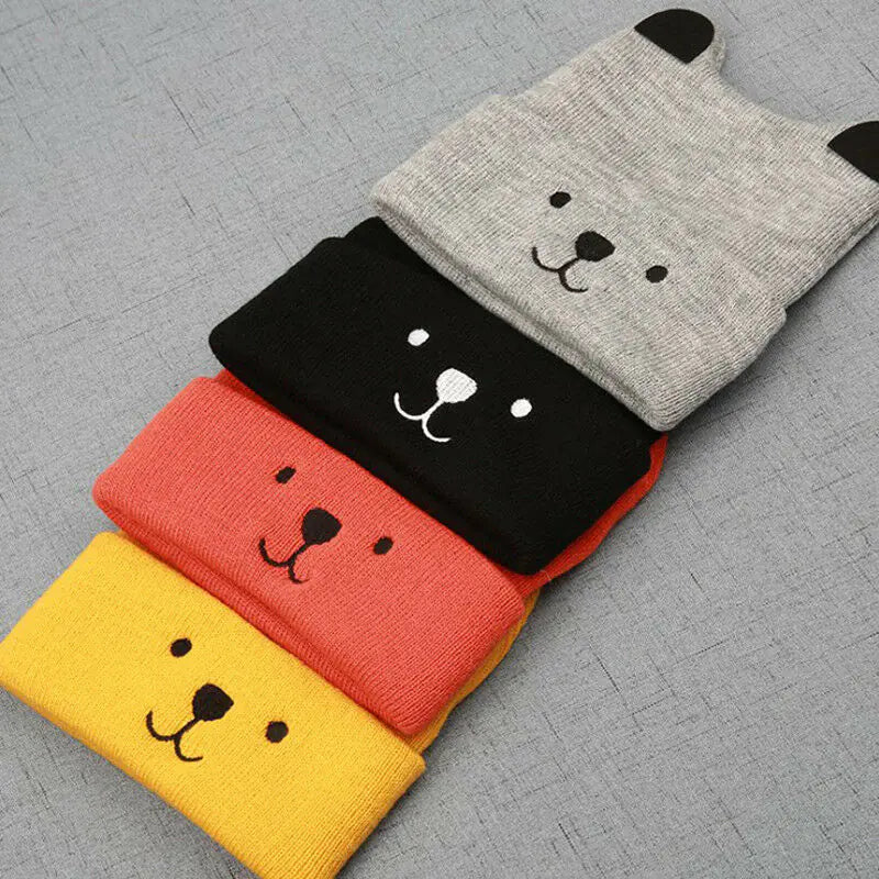 Knitted Bear Ear Beanie Hat for Kids