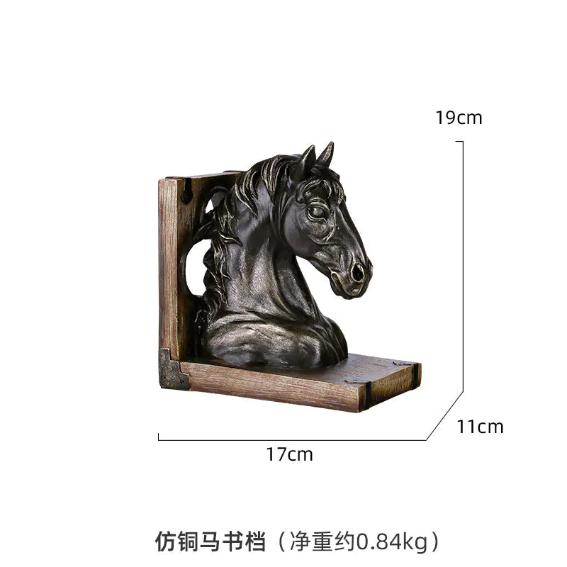 American Animal Bookends - Resin Craft Horse Decor