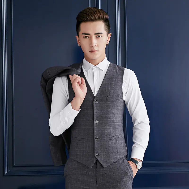 Men's Slim Fit British Style Suit Set for Weddings