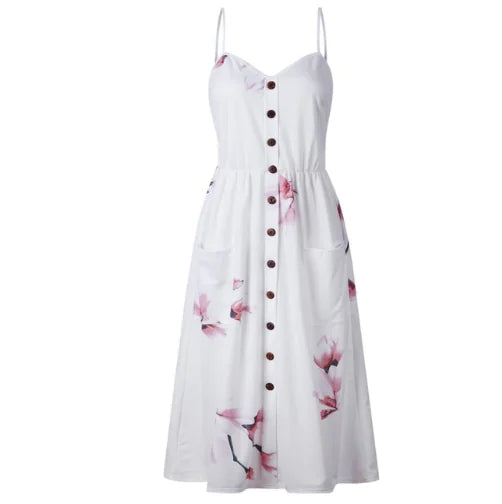 Sunflower Pineapple Print Backless Dress for Women