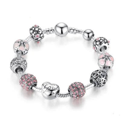 Trendy Beaded Bracelets with Pink Rhinestones (Wholesale)