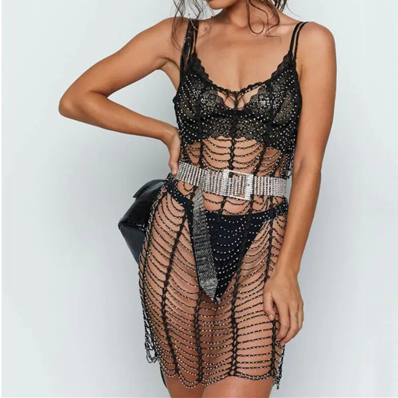 Handcrafted Crochet Beach Cover-Up Dress with Beads