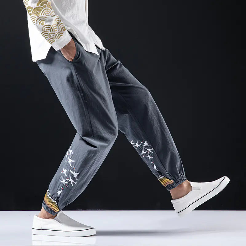 Chinese Style Men's Plus Size Casual Retro Trousers