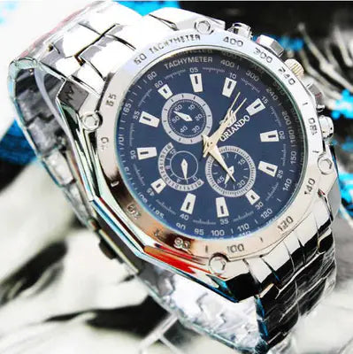 Steel Band Quartz Watch for Men with Large Dial